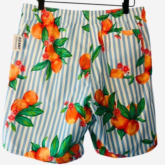 Men’s Striped Orange Peach Swim Shorts Size M NEW - Picture 4 of 5